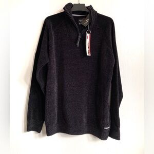 Project Raw Velvety Textured Black Quarter Zip Sweater Size Large